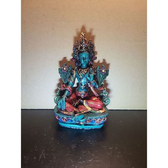 Handcrafted Green Tara Buddha Statue Home Decor - Spiritual Religious Statue - Picture 1 of 6